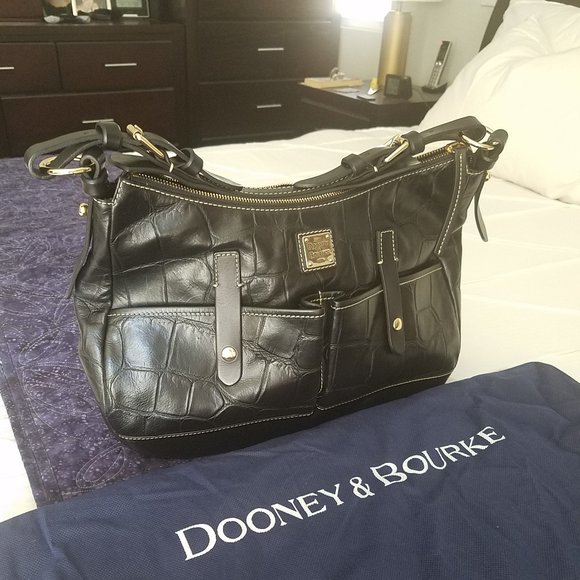 Dooney&Bourke black croc embossed leather bag EUC! - Picture 6 of 14